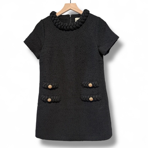 Tuckernuck Jackie Black Tweed Gold Button Dress Size Xs - Picture 8 of 15